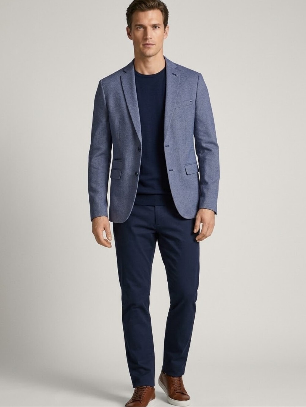 Zara Blue Textured Two-Button Sport Coat